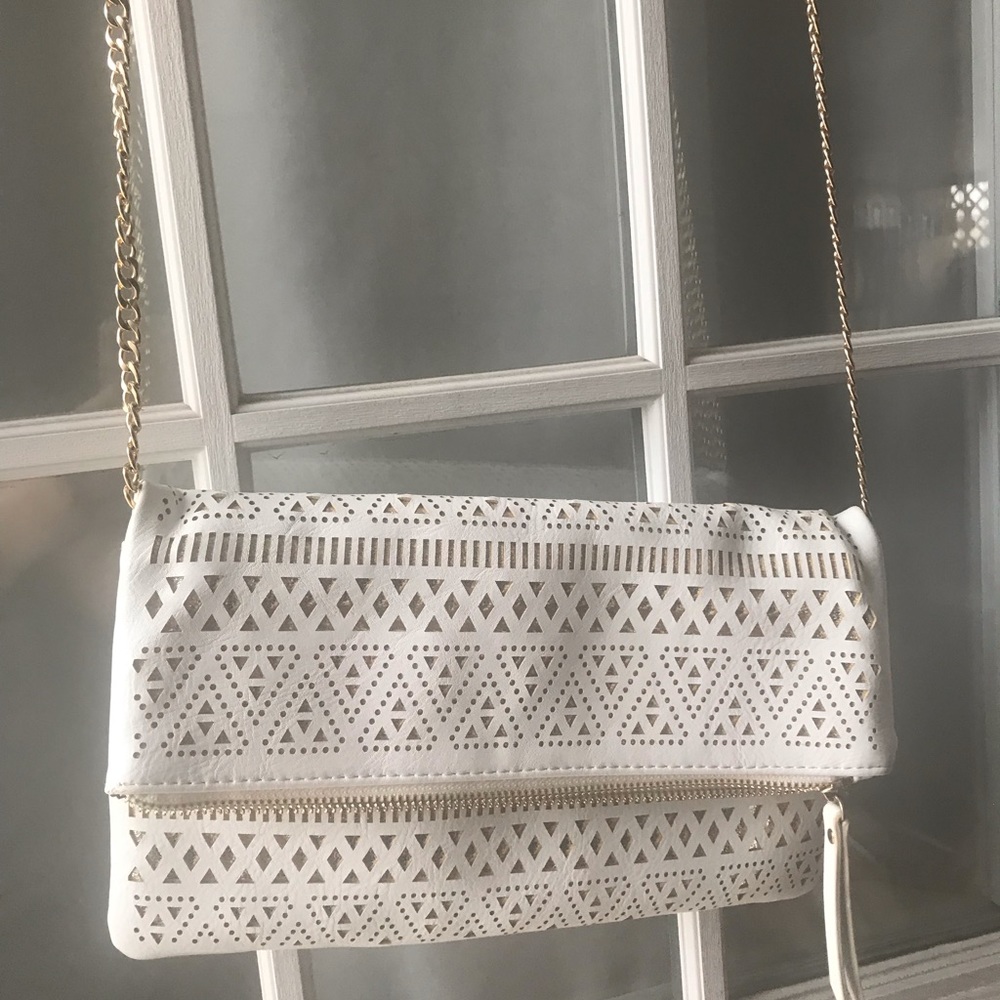 White envelope clutch purse